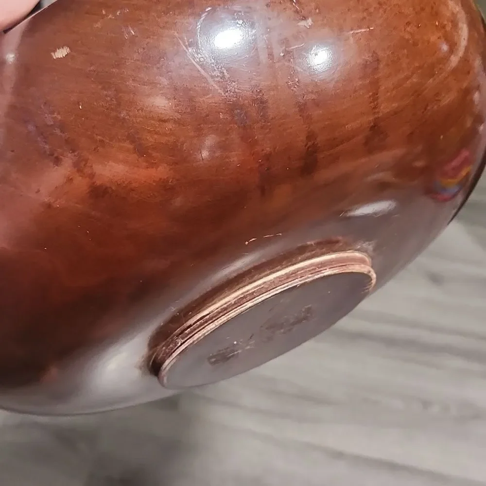 Vintage HEAVY MidCentury Large Wooden Bowl